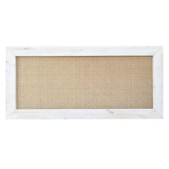NATYAL Cabecero de rat&aacute;n y madera maciza en blanco envejecido 160x74cm