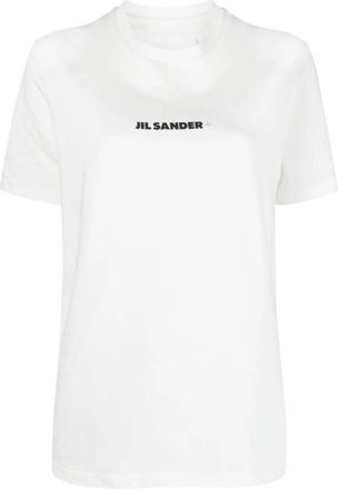 Jil Sander Logo T-Shirt - Dames - T-shirts - Wit - L - Katoen - Tops