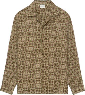 Dr&ocirc;le de Monsieur Geometric Pattern Shirt in Earthy Tones