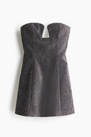 H&M Glittery Bandeau Dress in Black/silver-Colored at Nordstrom, Size X-Small