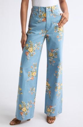 Veronica Beard Taylor High Waist Wide Leg Jeans in Garden Bouquet at Nordstrom, Size 32