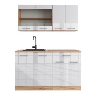 Vicco Cocina Vers&aacute;til R-line, Blanco Brillo Intenso/roble Dorado, 140 Cm, Et Roble