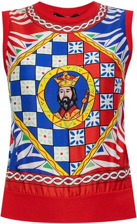 Dolce & Gabbana Carretto-print silk vest - women - Silk - 40 - Red