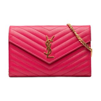 Saint Laurent Pre-owned Cross Body Bags, female, Pink, Size: ONE SIZE Pre-owned Envelope Chain Bag