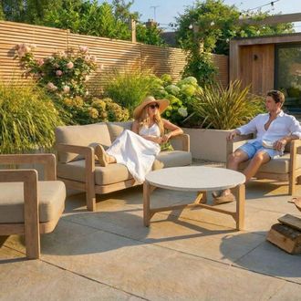 Royalcraft EVORA 4-Seater Wood Lounging Set with Coffee Table in Beige