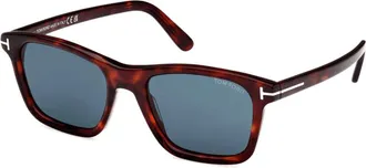 Tom Ford Red Havana Acetate Rectangular Blue Mens Sunglasses FT1179 54V 54