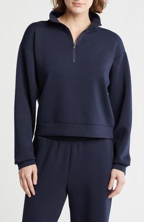 Zella Whisper Knit Quarter Zip Pullover in Navy Sapphire at Nordstrom Rack, Size X-Large
