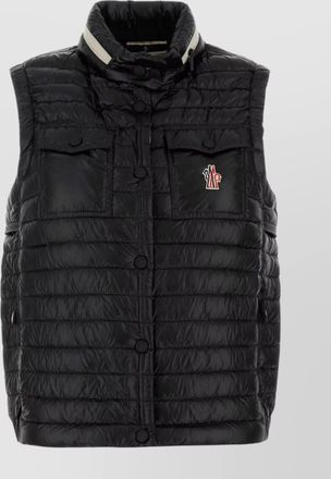 Moncler padded high neck sleeveless jacket with front flap pockets