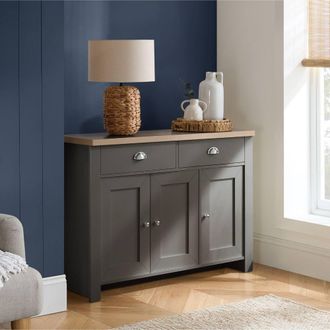 Birlea Highgate 3 Door 2 Drawer Sideboard in Dark Grey | Size: Large