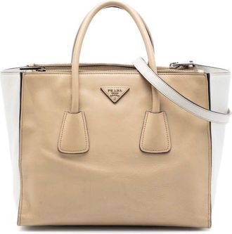 Prada Pre-owned Prada Bicolor Glace Calf Twin Pocket Double Handle Satchel Ladies ULTBI25T07VLQDIP