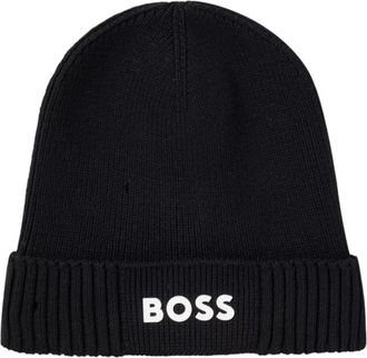 HUGO BOSS Muts van katoen en wolmix - Heren - Hoeden - Zwart - XL - Katoen - Accessoires