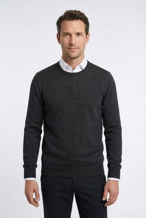 Olymp Rundhalspullover OLYMP OLYMP Strick Casual, Herren, Gr. 4XL, grau (graphit), Obermaterial: 100% Schurwolle, normal, Rundhals, Pullover Rundhalspullove