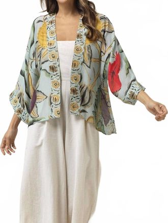 Two's Company Pull-On Short Kimono In Aqua