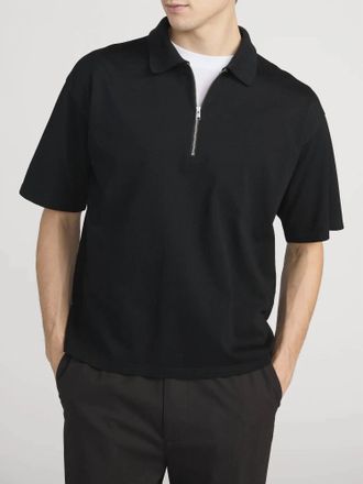 Frame Denim Zip Polo Shirt In Black