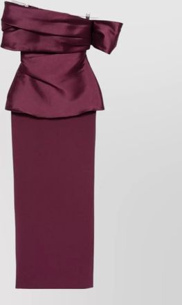 Solace London satin off-shoulder draped maxi dress