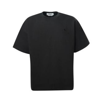 Msgm T-Shirts, male, Black, Size: XL Cotton Jersey T-Shirt