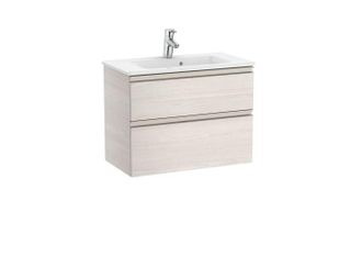 Roca Roca - Pack Unik Mueble Base Compacto De 2 Cajones + Lavabo The Gap Color: Fresno N&oacute;rdico - Medidas: 705x380x537 Mm
