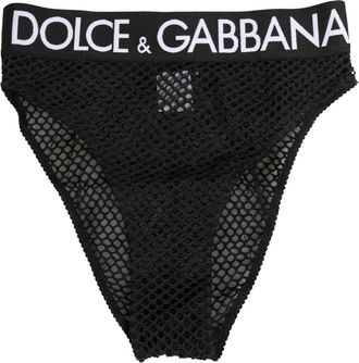 Dolce & Gabbana Bottoms, female, Black, Size: S Cotton Mesh High Brief Panty