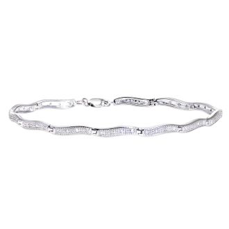 Diamant L'éternel Womens 9ct White Gold 0.25ct Diamond Wave Link Bracelet - One Size