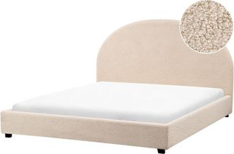 Beliani Beliani - Cama con somier minimalista de bouclé 160 x 200 cm beige Vaucluse