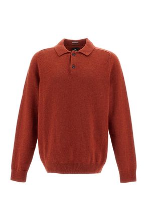 Paul Smith Red Long-Sleeved Merino Wool Polo Sweater