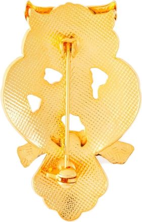 Susan Caplan Vintage 1980s owl-shaped brooch - women - Black Enamel/Gold Plated - One Size