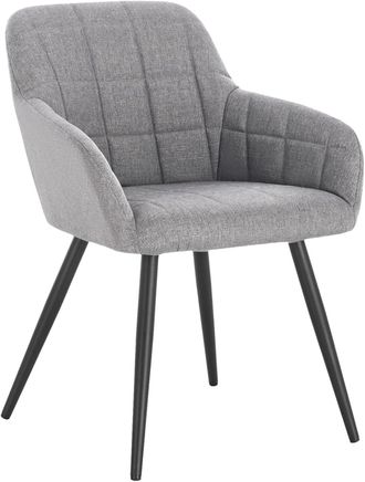 Woltu Woltu 1 X Sillas De Comedor Nordicas Estilo Vintage Juego De 1 Silla De Cocina Silla Tapizada Con Reposabrazos Tapizadas Lino Estructura De Metal Gris