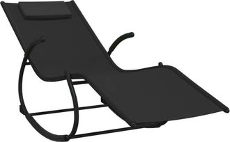 vidaXL Vidaxl - Tumbona Mecedora De Acero Y Textilene Negro