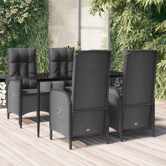 vidaXL Set De Muebles Jard&iacute;n 5 Pzas Con Cojines Rat&aacute;n Sint&eacute;tico Negro Vidaxl