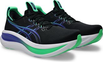 Asics Laufschuh ASICS GEL-NIMBUS 28, Herren, Gr. 42,5, schwarz, cobalt burst, Synthetik, Schuhe Laufschuh