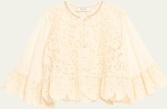 Sea New York Shanna Lace Three-Quarter Sleeve Top