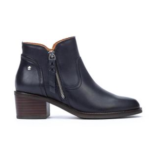 Pikolinos Blauwe Leren Enkellaars - Dames - Dames - Laarzen met Hak - Blauw - 35 EU - Leer - Schoenen