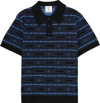 Casablanca Sound Wave Stripe Printed Polo Shirt