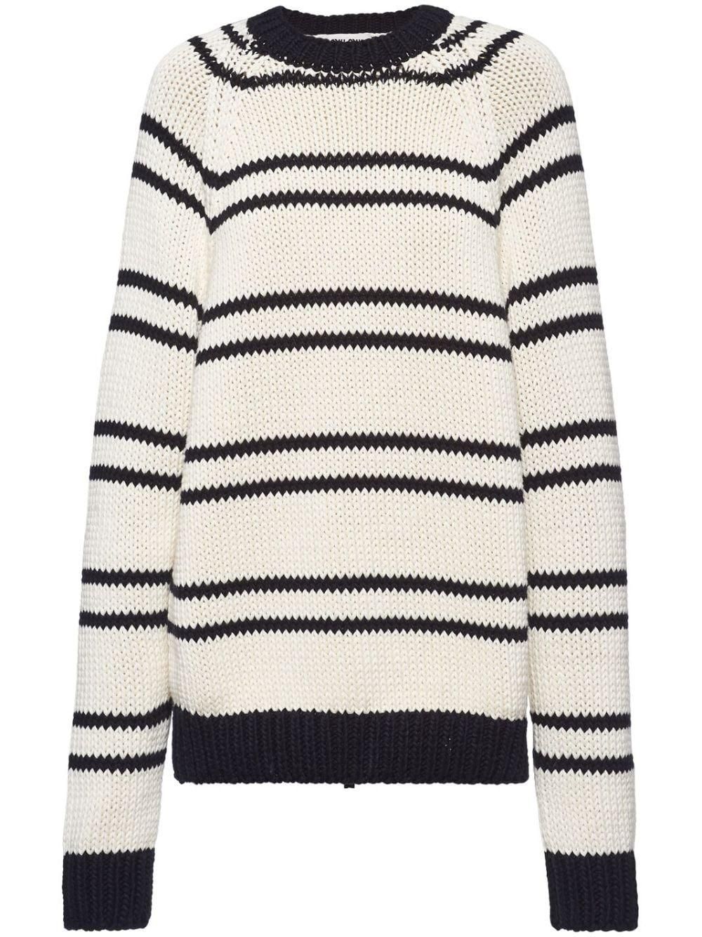 Tシャツ・カットソー MiuMiu | Merino wool crew-neck sweater Blue/red Shetland Wool Crew-neck Sweater | Miu Miu