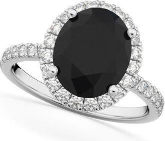 Allurez Oval Black Diamond & Diamond Engagement Ring 14K in 3.51Ct/white Gold at Nordstrom, Size 7.5
