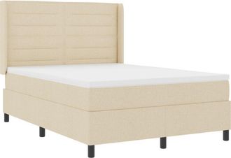 vidaXL Box Spring Bed with Mattress Cream 140 x 200 cm Fabric vidaXL