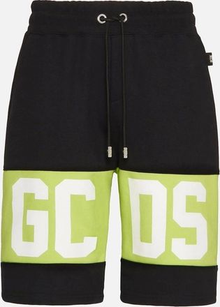 GCDS Mens GCDS Logo Cotton Shorts Black & Lime Green - Size: 32/32