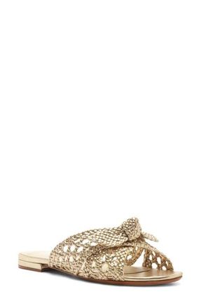 Alexandre Birman Belinda Woven Slide Sandal in Golden at Nordstrom, Size 11.5