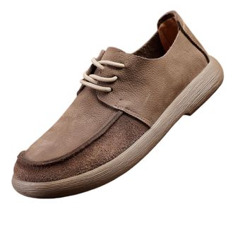 Generic Mens Classic Fashion Sneakers, Boat Shoes Low Top Round Toe Genuine Leather Casual Shoes (Grey,6.5)