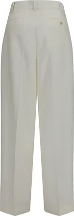 Calvin Klein Womens Alexandra Pants White Merino Wool Ovis Aries Trousers