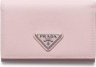 Prada triangle-logo leather cardholder - women - Leather - One Size - Pink