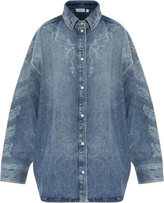 Off-white Oversized Denim Shirt - Dames - Spijkeroverhemden - Blauw - S - Denim - Overhemden