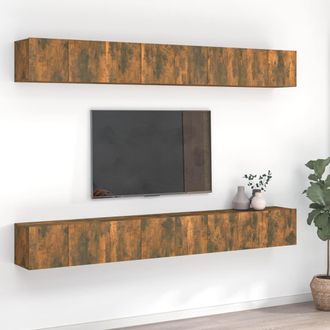 vidaXL Vidaxl - Muebles De Tv 8 Piezas Madera Color Roble Ahumado 60x30x30 Cm