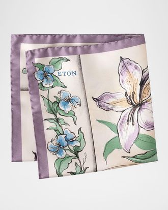 Eton Mens Large Floral Silk Pocket Square