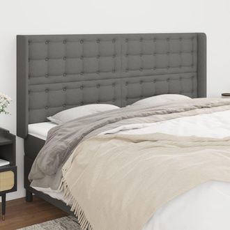 vidaXL Cabecero Con Orejas De Tela Gris Oscuro 163x16x118/128 Cm Vidaxl