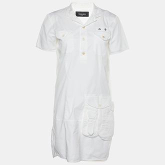 Dsquared2 White Cotton Button Front Shift Dress