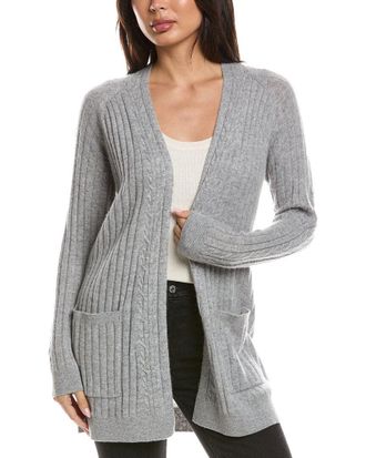 Fort&eacute; Cashmere Easy Cable Detail Cashmere Cardigan