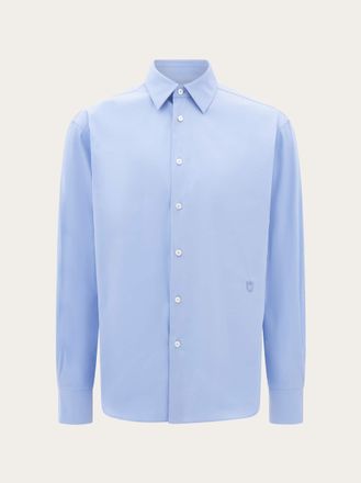 Ferragamo Uomo Camicia con micro stampa Blu