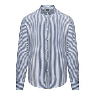 Bomboogie Camicia a Righe in Lino/Cotone - - Shirts - Uomo - Blu - XL