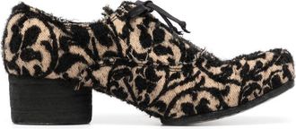 Uma Wang jacquard square-toe brogues - women - Virgin Wool/Mohair/Fabric/Leather/Leather - 38 - Neutrals